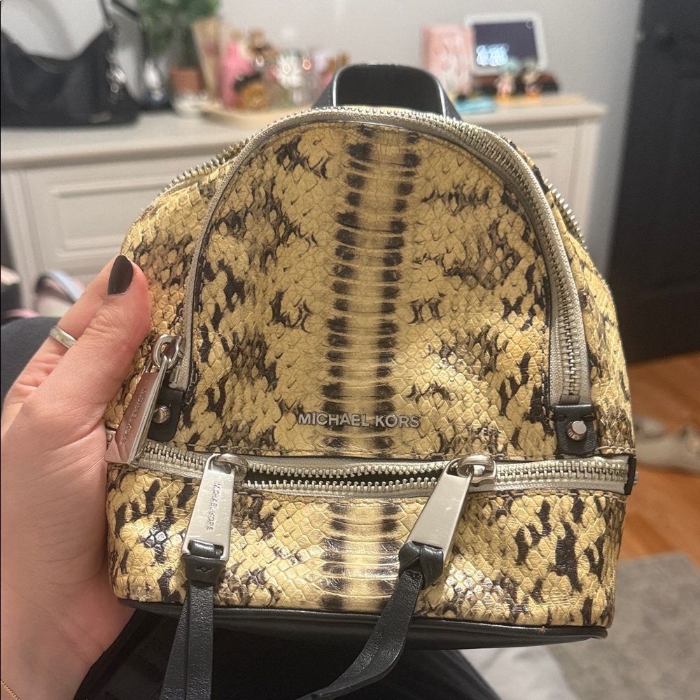 Michael Kors Yellow Snake Print Backpack